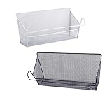 2er-Pack Schlafsaal Nachttische Aufbewahrungskörbe, Mesh Origanizer Caddy für Bücher Telefone Getränke Büro Home Tischaufhängung Organizer Desktop Eckregale (Weiß + Schwarz)