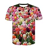 Summer Green Plants 3D Print T-Shirt Top, Funny Street Fashion Casual Damen Herren Kurzarm A4 S