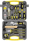 WZG Werkzeug 60-teilig Werkzeugkoffer ideal für den Haushalt DIY (Gelb)