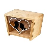 Casa Vivente Ehe-Spardose aus Holz – Mit Herz-Aufdruck – Aufbewahrungsbox – Geldgeschenk zur Hochzeit – Hochzeitsgeschenke für Brautpaar – Geschenkideen für Frauen und M