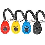 Diyife Hunde Clicker, 4 Stück Trainings-Clicker mit Handschlaufe, Klicker mit Großem Knopf, Hundeerziehung und Hundetraining, für Hund, Katze, Pferd (Multi-Color)