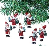 Brubaker 6-teiliges Set Weihnachtsmann Holzanhänger - Baumschmuck für den Weihnachtsbaum - Weihnachtsanhänger Christbaumschmuck aus Holz - Handb