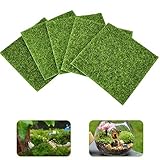 DECARETA 5 Stück Künstlicher Rasen Kustrasenteppich 15x15cm Grün Kunstrasen Rasenteppich Kunst Terrasse Teppichrasen Micro Landschaft Ornament für Balkon Garten Outdoor Zimmer DIY 