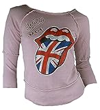 Amplified Damen Lady Sweater T-Shirt Rosa Pink Official The Rolling Stones Merchandise UK Union Jack Zunge VIP Rock Star Vintage Nähte Aussen L 38