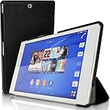 iGadgitz U3424 PU Ledertasche Hülle Smart Cover und Displayschutzfolie Kompatibel mit Sony Xperia Z3 Tablet Compact SGP611 - Schw