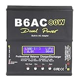 Ladegerät, Digital 80W Multifunktionales B6AC LCD Display RC Ladegerät Professional für Li-Ion Li-Po NiCd Ni-MH RC Akk