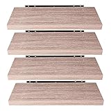 EUGAD 0046QJ-4 Wandregal Wandboard 4er Set Hängeregal Holz Board Modern Sonoma Eiche 80x22,9x3,8