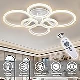 RUYI Modern LED Deckenleuchte Dimmbar mit Fernbedienung 6-Ring Deckenleuchte 72W 6400LM, Deckenlampe für Wohnzimmer, Schlafzimmer, Küche, Flur, Balkon, Esszimmer, Weiß, 2700-7000K…