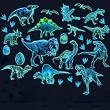 Yyhmkb Fluoreszierende Aufkleber Cartoon Dinosaurier Paradies Blaulicht Wandaufkleber Kinderzimmer Leuchtende Aufkleber Leuchtende Aufkleb