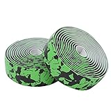 Dilwe Fahrrad Lenkerband, Stoßdämpfendes Lenkerband Wrap Fahrradzubehör(Grün Schwarz)