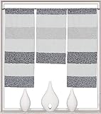 Decocompany Home Design Mini Flächenvorhang Set anthrazit 2297 | 3 Teile | Scheibengardine Gesamtbreite 90cm (3x30cm) Höhe 80/60/80