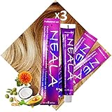 3 Haarfärbe NEALA-09 SEHR HELLBLONDE - Professionelle permanente vegane Farbstoffe OHNE AMMONIAK, PPD- UND MEA-frei mit tollem Glanz und Deckkraft -NEALA 3 x 100ml = 300