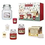 Yankee Candle Set | 12 weihnachtliche Duftkerzen im Glas | Votivkerzen & Teelichter | Duft: Engelsflügel, Schnee in Liebe, alles ist hell, glitzernder Stern, roter Apfelkranz, Weihnachtszauber | perfek