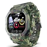 RUTXE IP68 wasserdichte Smarte Sport Digitaluhr Fitnessuhren Outdoor Multifunktions Quadratische Militärarmbanduhr Mit Bluetooth Puls-/Schlafmonitor Schrittzähler Unisex (Green)