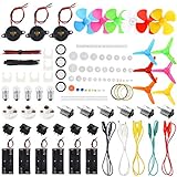 Sntieecr 6 Set DC Motors Kit, Wissenschafts Experiment Kit mit Mini Elektromotor 1.5V-3V 15000RPM Kunststoffzahnräder Getriebe, Glühbirnen, Buzzer Sounder, für Kinder DIY STEM Engineering Projek