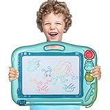 DUTISON Kinder Magnetische Maltafel Zaubertafeln - Große Größe Bunt Löschbar Magnettafel Zaubermaltafel Zeichenbrett mit 3 Form Stempeln-Lerntafel Reißbrett Kindergeschenk für 3 4 5 Jahre alt (Blau)