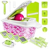 Sedhoom Direct 23 in 1 Gemüseschneider Küchegeräte, Gemüsehobel Zwiebel Zerkleiner, Edelstahl Klingen, Obst und Gemüseschneider Zwiebelschneider, Ideal zum Hobeln von Obst und Gemüse (MEHRWEG)