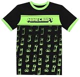 Minecraft - Kleidung - Jungen T-Shirt - Gamer Kinder Kleidung - Kontrast Creeper T-Shirt Geschenke - Geschenke für Jungen - Schwartz - Alter 9/10