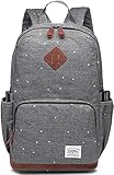 Kaukko Damen Rucksack Studenten Backpack Laptop College Schulrucksack Reiseeucksack, (05) Grau, Larg