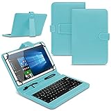 Tablet Hülle kompatibel für Amazon Fire HD 10 / Plus 2021 Tasche Tastatur Keyboard QWERTZ Schutzhülle Cover Standfunktion USB Schutz Case, Farben:Türk