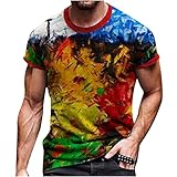 Herren-T-Shirt mit kreativem Druck, Rundhalsausschnitt, kurze Ärmel, schmale Passform, personalisierter Druck, lässiger Stil, für den täglichen Gebrauch, Party, Sport, Pullover, mehrfarbig, M
