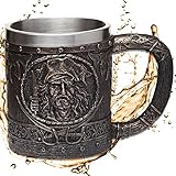 Deko Piraten Krug ''Hell's Best Grog'' - Humpen in Bronze-Optik mit Piraten-Totenkopf- Freibeuter Fantasy Karibik