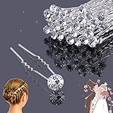 30 Stück Haarnadeln Strass, XCOZU Haarnadeln Hochzeit Haarschmuck Strass, Haarschmuck Braut Brautjungfern Kopfschmuck Silb