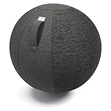 VLUV STOV Stoff-Sitzball, ergonomisches Sitzmöbel für Büro und Zuhause, Farbe: Anthrazit (dunkelgrau), Ø 60cm - 65cm, hochwertiger Möbelbezugsstoff, robust und formstabil, mit Trageg