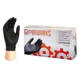 AMMEX - GWBL46102E0BX - Schachtel mit 100 - Groß, 5 mil, Schwarze, robuste Einweg-Nitrilhandschuhe - GLOVEWORKS - Industriequalität, puderfrei, latex