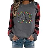 Streetwear Oversized Shirt Damen Weihnachten Print Oberteile Casual Elegant Sweatshirt Herbst Langarm Tee Festival Damenblusen B