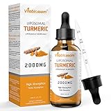 Liposomales Curcumin Kurkuma Saft 2000MG | Hochdosiertes Kurkuma-Extrakt 95% & Schwarzer Pfeffer & Curcumin | Natürliches Antioxidans | Glutenfrei | Non GMO | 100% Vegane | Packung mit 1