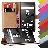 Eximmobile - Book Case Handyhülle für Sony Xperia C4 / C4 Dual in Schwarz mit Kartenfächer | Schutzhülle aus Kunstleder | Handytasche als Flip Case Cover | Handy Tasche | Etui Hü