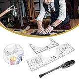 O'woda T-Shirt Lineal Guide PVC T-Shirt Lineale Anleitung Rundhals T-Shirt Führungslineal Werkzeug with Tape Measure Für DIY T-Shirt Zentrierwerkzeug und Sublimation Designs auf S