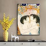 Berühmte Poster und Druck Mutter Liebe Zwillinge Baby Von Gustav Klimt Leinwand Malerei Wandkunst Bild Ästhetische Raumdekoration 80x150cm (31x59in) R