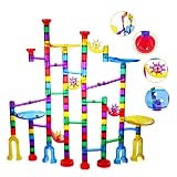 Ucradle Kugelbahn - 152pcs Mehrfarbige Murmelbahn Marble Run Set mit Bahnelementen und Glasmurmeln, Mint Lernspielzeug und Konstruktionspielzeug für Kinder Mädchen Jungen 4+