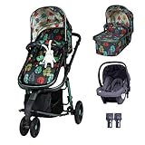 Cosatto Giggle 3 Pram Pushchair Travel System Bundle – From Birth to 18kg, Hold Car Seat & Adaptors, Into The W