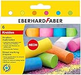 Eberhard Faber 526505 - Straßen-Malkreiden in 6 leuchtenden Neon-Farben, im Kartonetui, Kreide für bunten Mal-Spaß auf Asphalt, Straßen und Gehweg