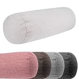 Monsera Extra Lange Nackenrolle, weich u. formstabil, fein melierter Bezug, Füllkissen aus flauschigem Schaumstoff, hochwertiges Nacken- u. Beinkissen, für Bett u. Couch, Größe: 19 x 65 cm (Beige)
