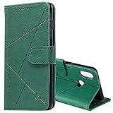 nancencen Kompatibel mit Samsung Galaxy A20S Handyhülle, Elegante Modisch Schutzhülle mit [Kartenfach] [Standfunktion] Premium Dünne Lederhülle, Magnetisch Folio Flip Case Tasche - Grü