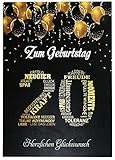 Elegante Glückwunschkarte Geburtstag 20 Jahre Geburtstagskarte Nummer 20 Glückwünsche Schwarz Gold 20. Geburtstag