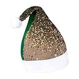 Goldbrauner Glitzer, 1 Unisex-Erwachsenen-Weihnachtsmütze, Pailletten-Weihnachtsmütze, Urlaubsmütze, Party-Geschenk