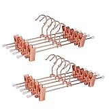 Amber Home 10 Stück 30cm Roségold Eisen Kleiderbügel, Rotguß Rot Kupfer Metall Hosenbügel Aufhänger für Hosen Shorts Rock Socken Unterwäsche, mit rutschfest Clips und Drehbar Hak