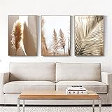 RAILONCH 3er Set Premium Poster Set, Beige, Pampasgras, Modern Bilder Deko Wanddeko, Vintage Bilder Deko für Wohnzimmer Schlafzimmer-Ohne Rahmen (30 * 40CM)