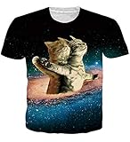 Loveternal Unisex T-Shirt 3D Druck T-Shirt Casual Titanische Katze Grafik Kurzarm Tops Tees Shirt Weiß M