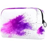 Personalisierbare Make-up-Pinsel-Tasche, tragbare Kulturtasche für Frauen, Handtasche, Kosmetik, Reise-Organizer, violette Farbe, Puder, exp
