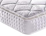 Vesgantti Matratze 90x200 7-Zonen Federkernmatratze Taschenfederkernmatratze Mittelfeste Orthopädischem Tonnentaschenfederkernmatratze (H4, Pillow-top 26cm)
