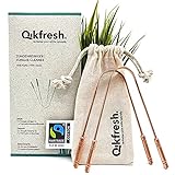Qikfresh - 2 Zungenreiniger aus 100% Kupfer, Fairtrade-Baumwollbeutel | Antibakterielle Zungenschaber, stabile Griffe, Zero Waste Verpackung, gegen Mundg