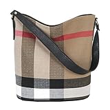 ONEYES Damen henkeltaschen handtasche Groß Shopper handtaschen Vintage umhängetasche kariert tasche Canvas schultertasche beuteltasche henk