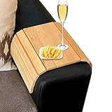 Besto Sofa Tablett Tisch Verstellbar Sofa Holz Armlehne Tablett Schutz Sofa Organizer für Getränke, Snack, Zeitschriften und Fernbedienung - Quadratisches Tablett Couch Arm Tablett und Laptop H