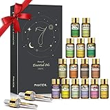 PHATOIL ätherische Öle Set 15Pcs, Lavendel, Eukalyptus, Jasmin, Zitronengras, Süßorange, Sandelholz, Pfefferminze, Vanille, Rose, Zitrone, Ylang Ylang, Kamille, Teebaum, Zimt, R